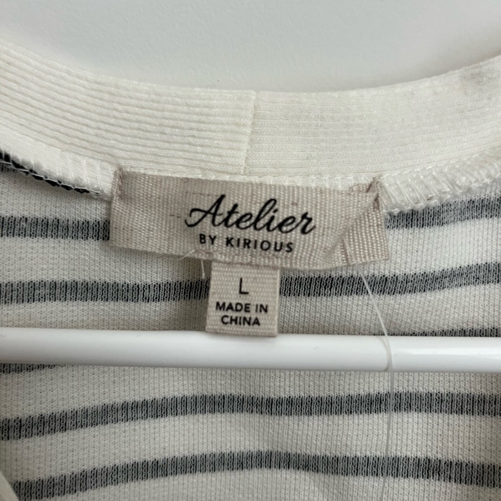 ATELIER White & Black V Neck Button Front Crop Tank Women’s Medium - Picture 4 of 9